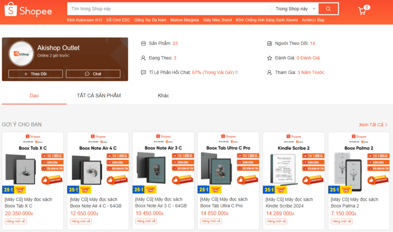 Giao diện Shopee Akishop Outlet