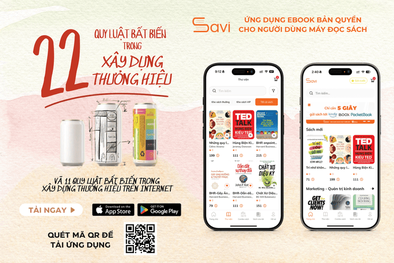 Cuốn sách 22 Quy Luật Bất Biến Trong Xây Dựng Thương Hiệu đã có mặt trên Savi