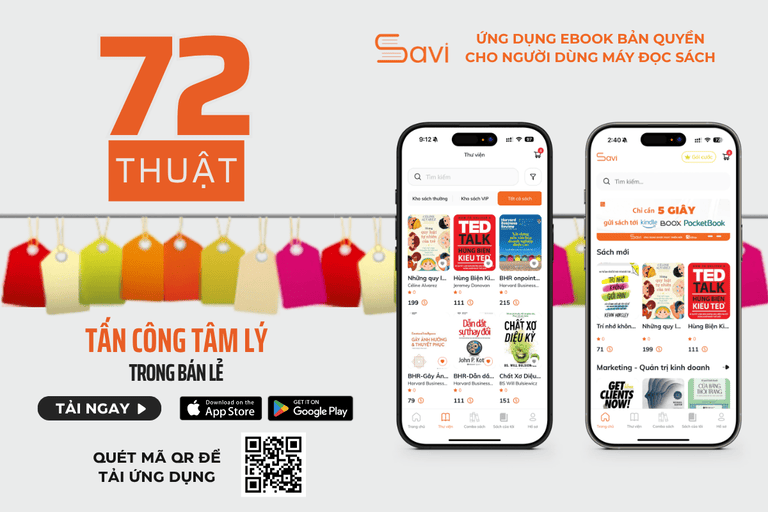 Ebook "72 Thuật Tấn Công Tâm Lý Trong Bán Lẻ" đã có mặt trên Savi