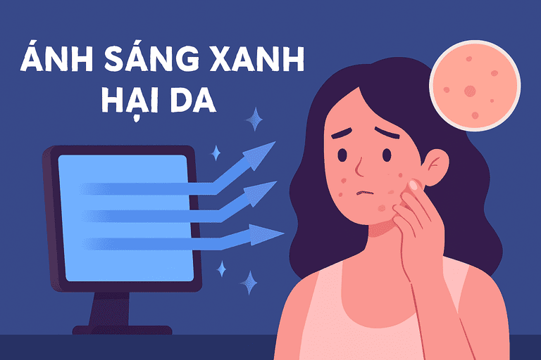 Ánh sáng xanh gây hại da 