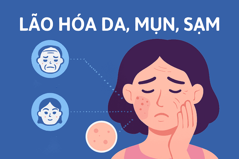 Ánh sáng xanh gây mụn, nám, sạm 