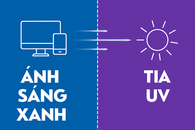 So sánh ánh sáng xanh và tia UV 