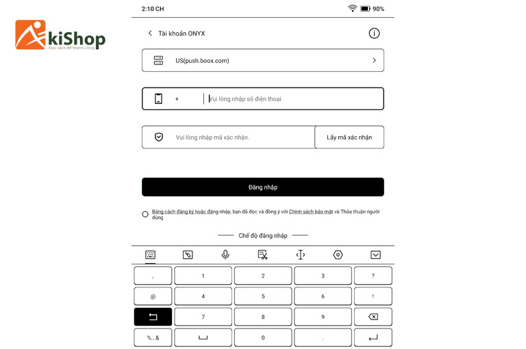 Đăng nhập tài khoản Boox để sử dụng các tính năng hỗ trợ của hãng