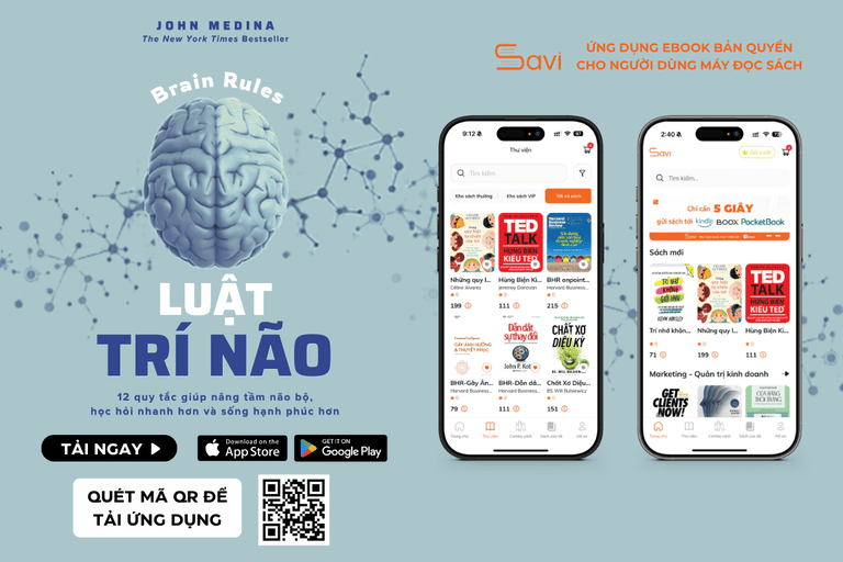 Ebook "Luật Trí Não" của tác giả John Medina đã có mặt trên Savi