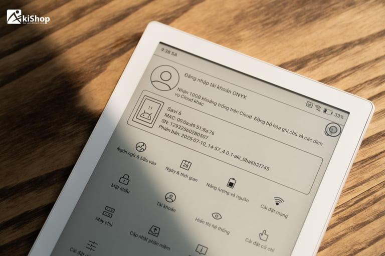 Cập nhật phần mềm máy đọc sách 
