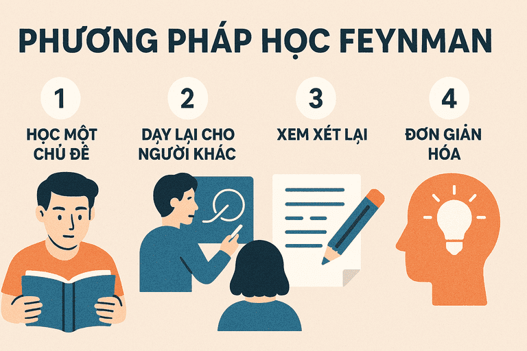 Các bước thực hiện phương pháp học Feynman