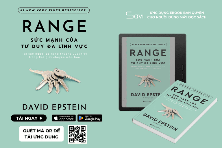 Tác phẩm "Range - Sức Mạnh Của Tư Duy Đa Lĩnh Vực" của tác giả David Epstein