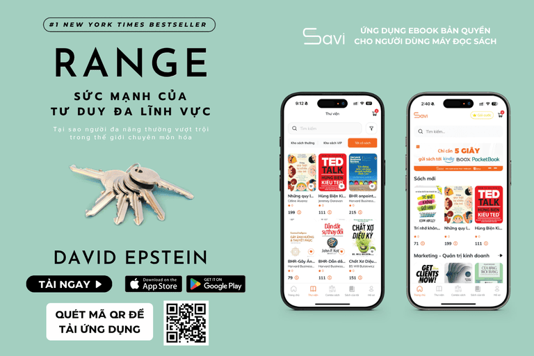 Ebook "Range - Sức Mạnh Của Tư Duy Đa Lĩnh Vực" đã có mặt trên Savi