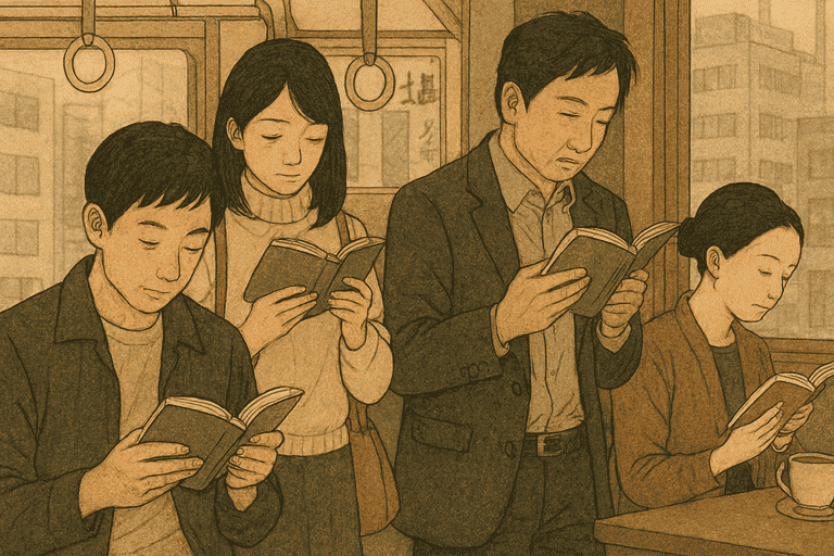 Người Nhật đọc sách ở không gian công cộng 